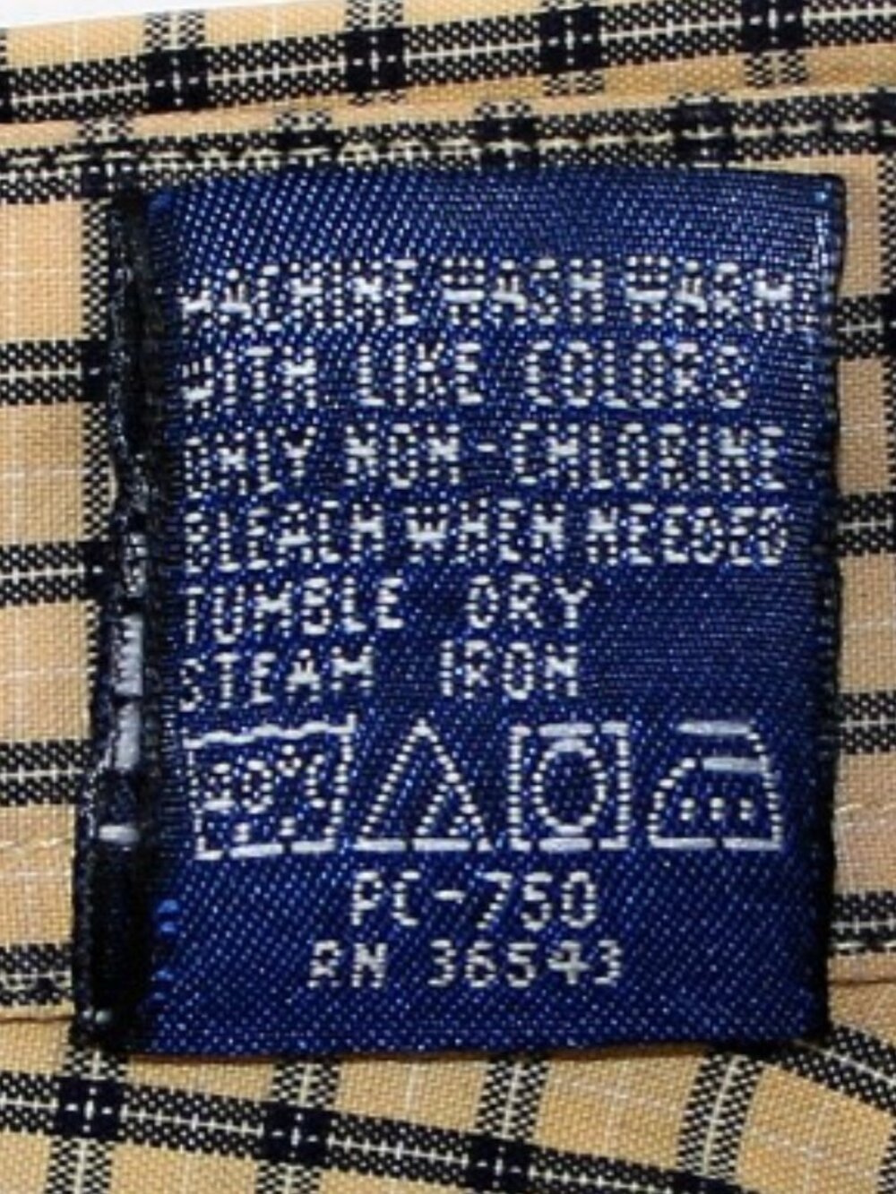 IZOD Cream & Navy Micro Tartan Plaid 100% Cotton Casual Shirt Button Down Collar - Picture 6 of 6